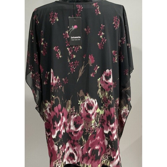 Lotussmile Women Black With Sheer Floral Tunic XXXL - Picture 5 of 11